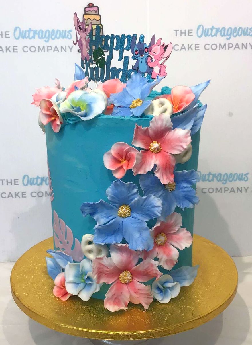 Double Depth Sugar flowers buttercream finish cake