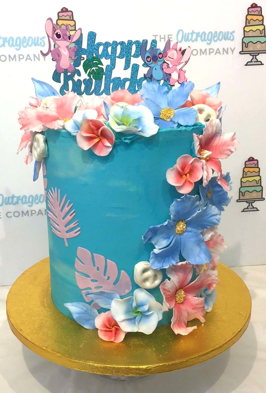 Double Depth Sugar flowers buttercream finish cake