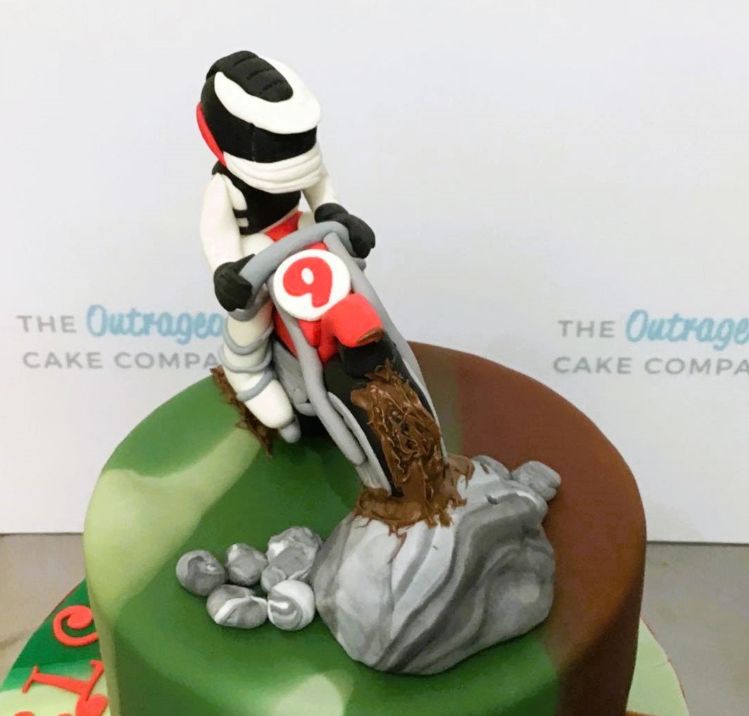 Fondant motorbike & rider cake topper, Dirt bike, Sport