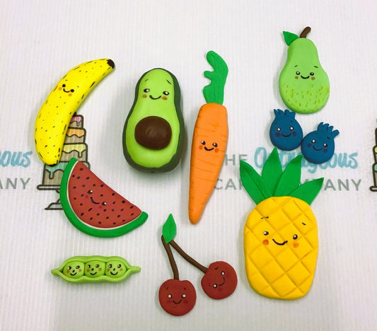 Sugar, Cute Vegetables & Fruit Cake toppers, Baby sensory, Fondant toppers, kid's cakes. handmade, sugar work,