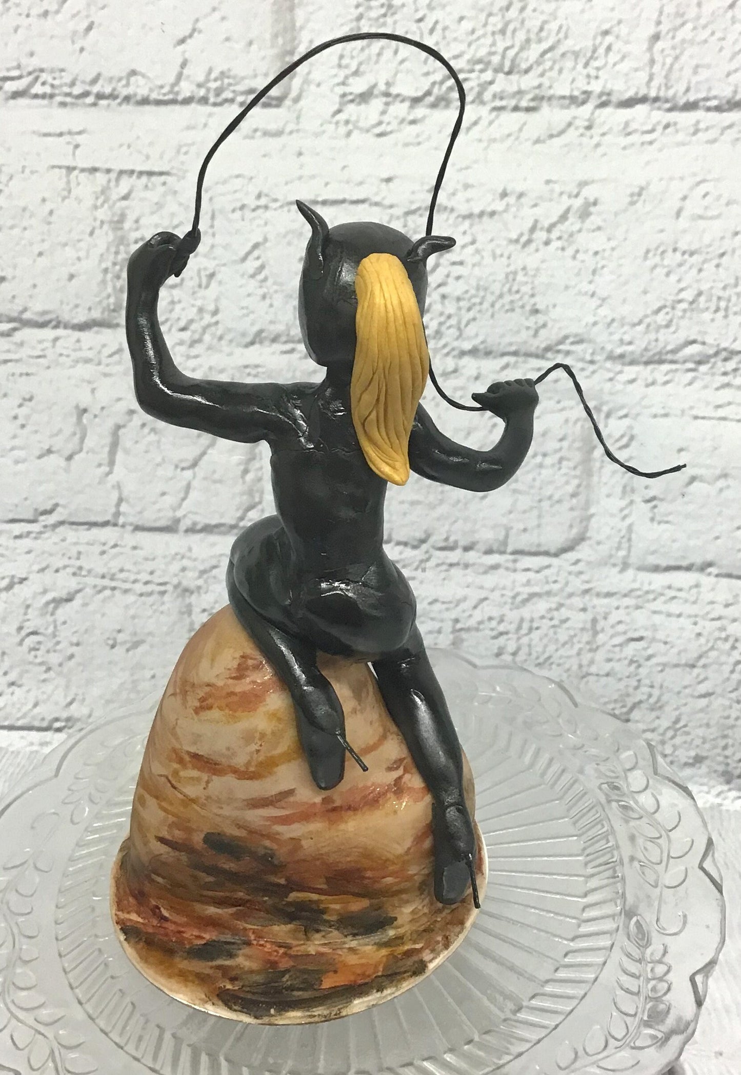 Handmade Fondant Cat women edible sugar cake topper