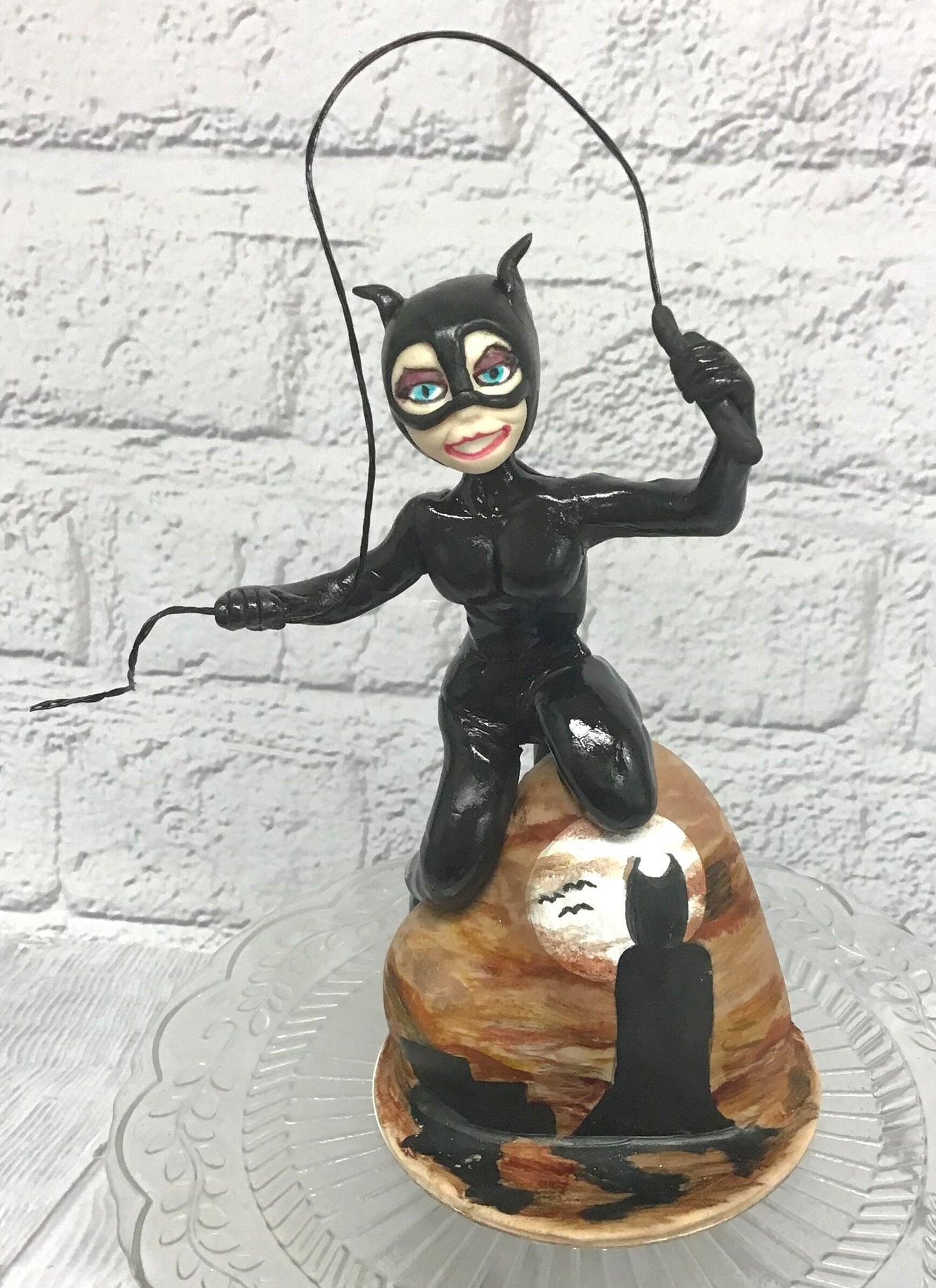Handmade Fondant Cat women edible sugar cake topper
