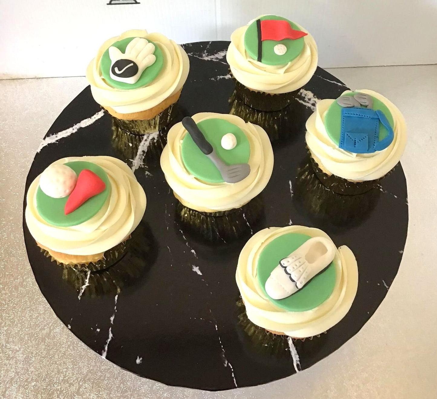 12 Edible Fondant Golf Cupcake toppers