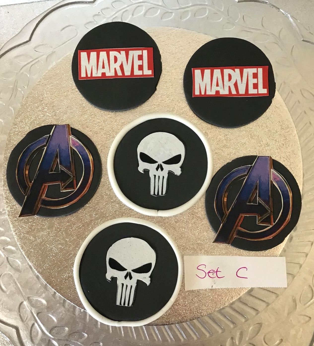 Set of 6 Handmade Superhero edible cupcake toppers