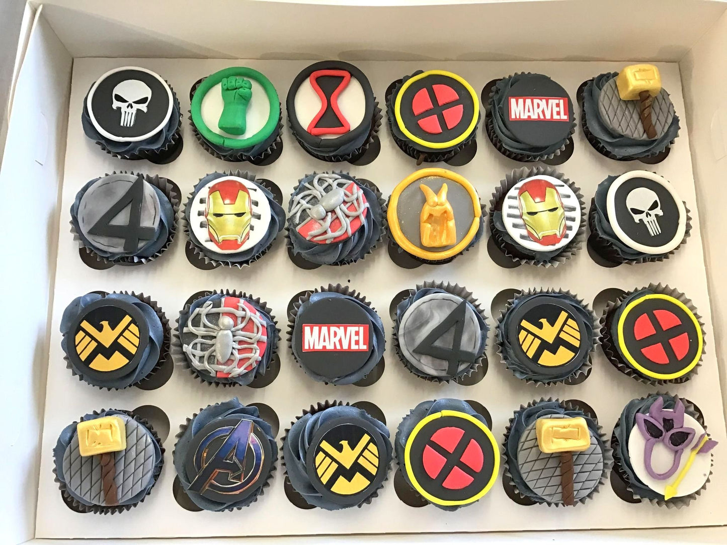Set of 6 Handmade Superhero edible cupcake toppers