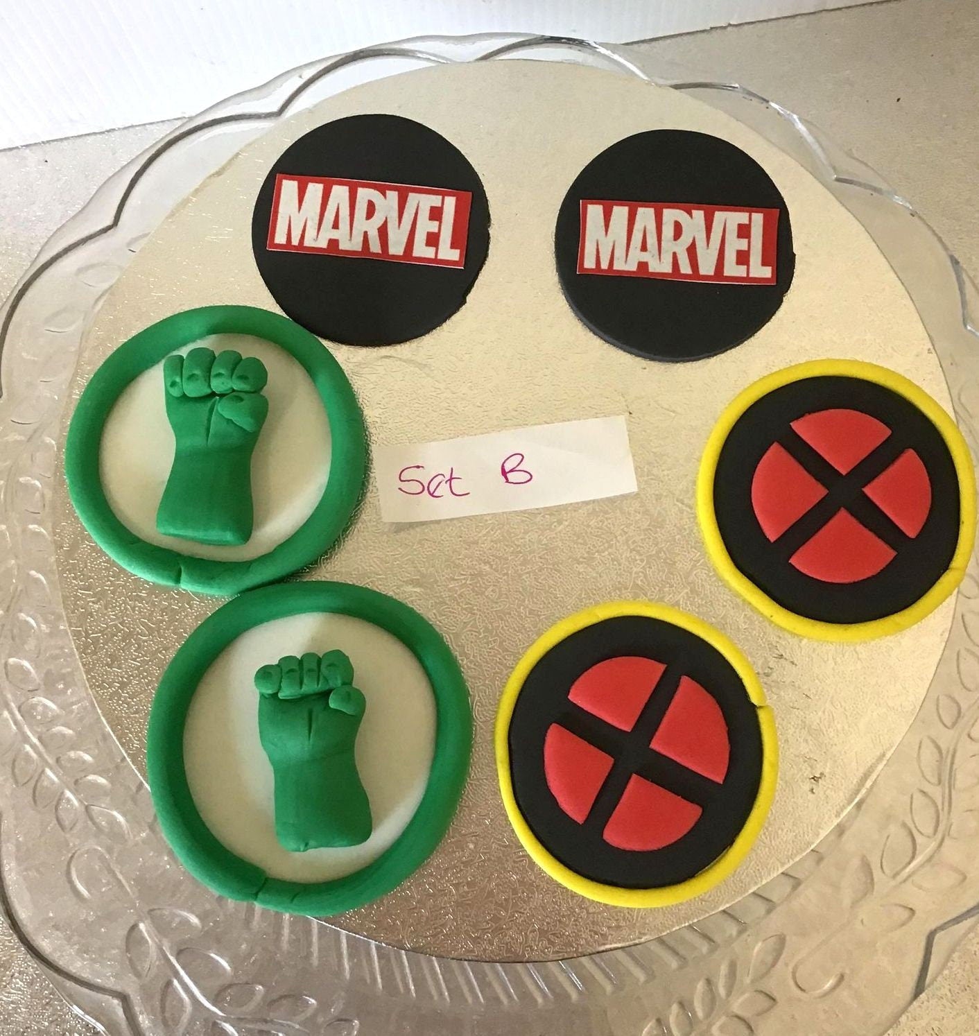Set of 6 Handmade Superhero edible cupcake toppers