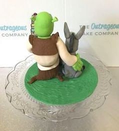 Handmade Shrek and donkey inspired sugar cake topper