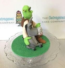 Handmade Shrek and donkey inspired sugar cake topper