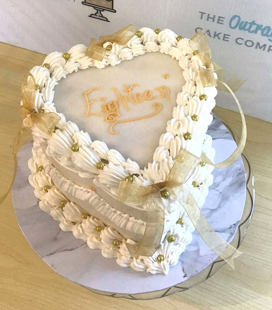 BUTTERCREAM FANCY PIPED HEART CAKE