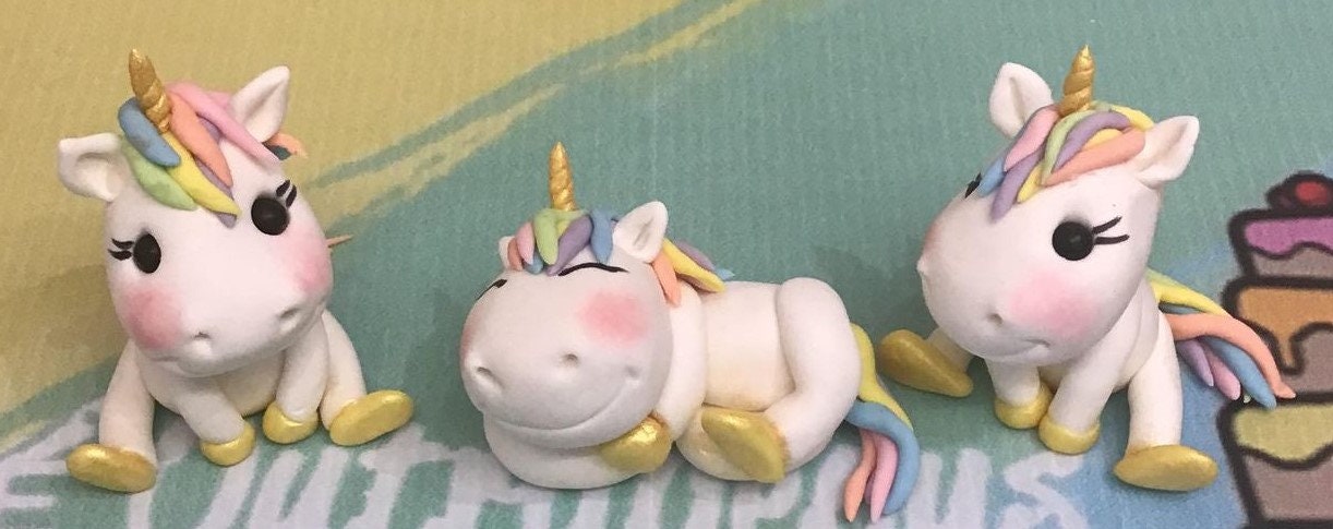 Fondant Unicorn  and Rainbow cake toppers