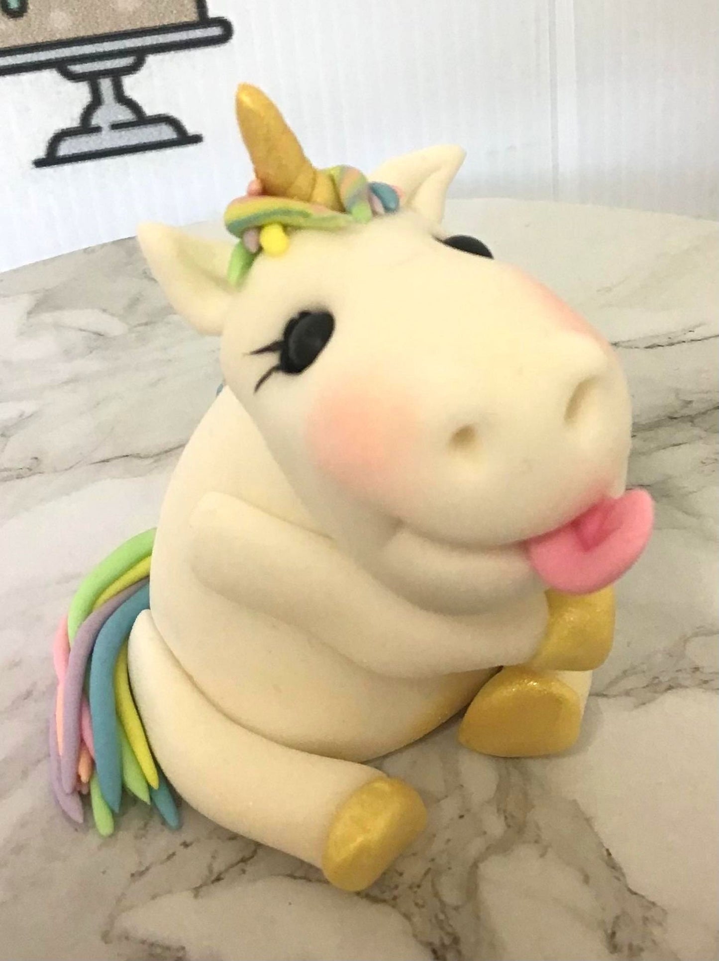 Fondant Unicorn  and Rainbow cake toppers