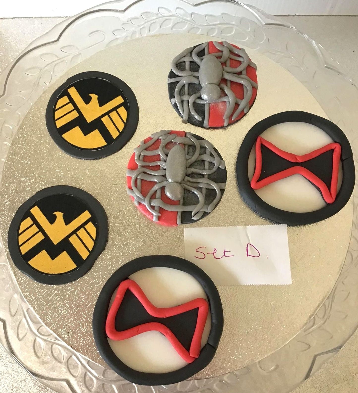 Set of 6 Handmade Superhero edible cupcake toppers