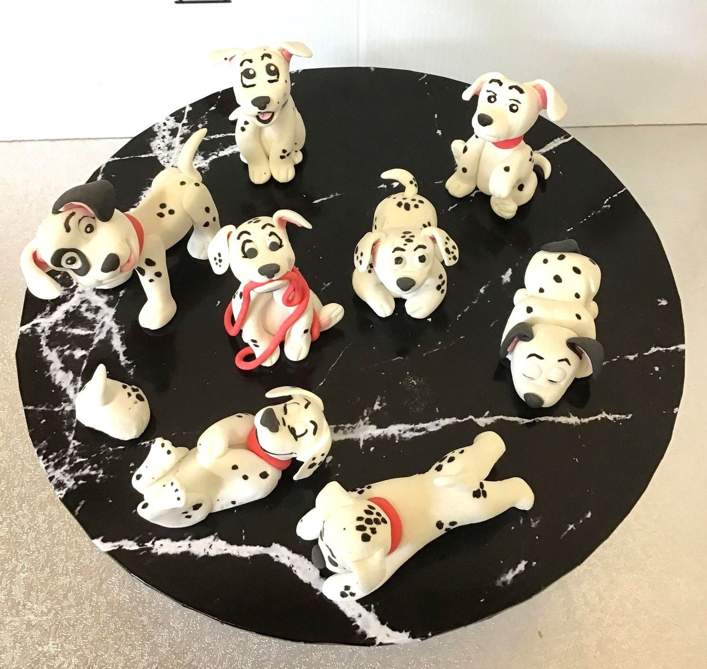 Edible handmade fondant sugar Dalmatian Dogs