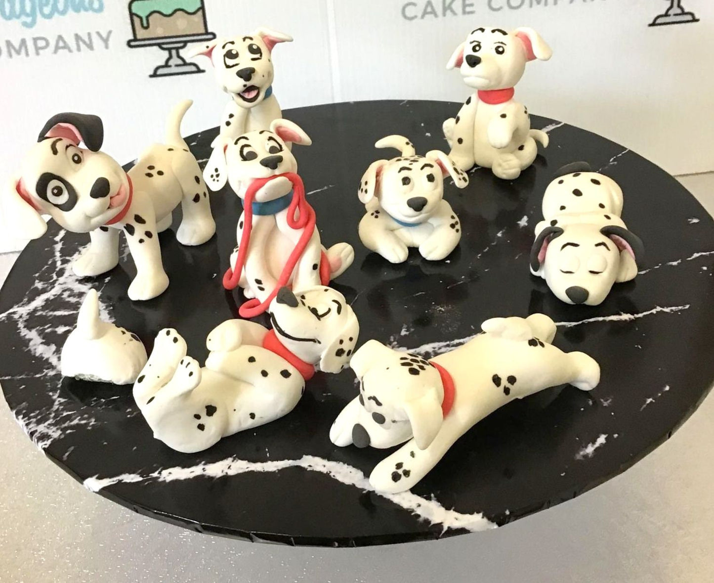 Edible handmade fondant sugar Dalmatian Dogs