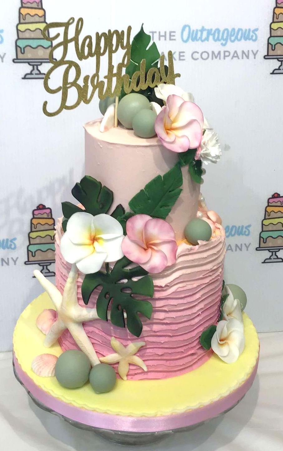 2 Tier Tropical Flower cake