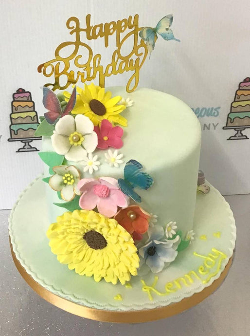 Butterflies & Flowers cake